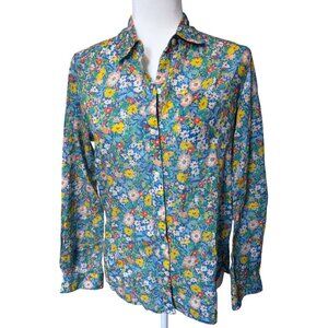 Trovata Birds of Paradise Blouse Button Down Ditsy Floral Summer Fields
